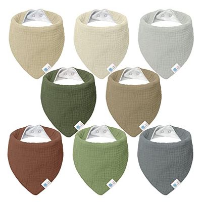 lulumoon Babero de Muselina Babero para Bebé: Pañuelo Triangular para Bebé niña y niño, 100% Algodón (A-Forest)