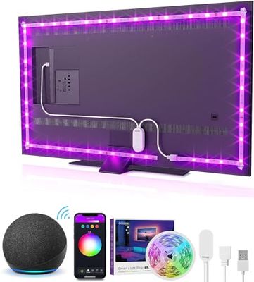 GHome Smart SL1-TV Retroilluminazione a LED, 2,8 m, striscia luminosa intelligente per lavoro con Alexa e Google Home, WiFi App_Go_sund_Control, sincronizzazione musica, dimmerabile, 16 milioni di RGB