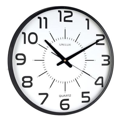 Unilux, Reloj de Pared Silencioso Pop, 30.5 cm, Color Negro