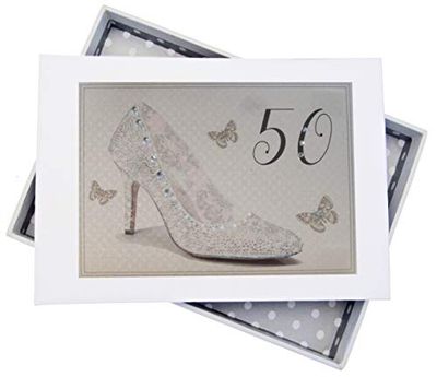 White Cotton Cards SHU50T Mini 50th Birthday Photo Album