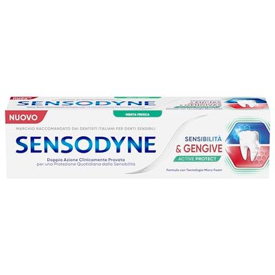 Sensodyne Dentifricio Sensibilità Gengive Active Protect per Denti sensibili e Gengive Sane Effetto Sbiancante, 75ml