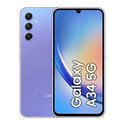Samsung Galaxy A34 5G, Android Smartphone, 6,6 inch Dynamic AMOLED-display, 5.000 mAh accu, 128 GB/6 GB RAM mobiele telefoon in Awesome Violet