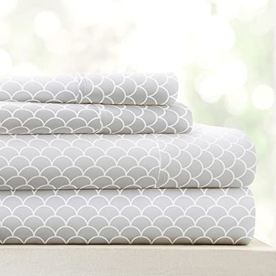 Linen Market 4-delige queensize beddengoed lakenset (grijze sint-jakobsschelpen) - Slaap beter dan ooit met deze ultrazachte en verkoelende lakens voor je queensize bed - diepe zak voor matras van 40