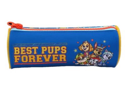 Paw Patrol Pennenetui, rond, cilindrisch, met jumbo-ritssluiting, blauw en geel, officieel product (CyP Brands), Blanco Y Gris, Eén maat