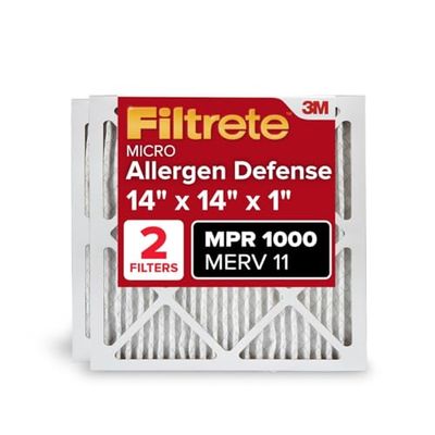 Filtrete 14x14x1, AC Oven Luchtfilter, MPR 1000, Micro Allergen Defense, 2-Pack (Exacte Afmetingen 13.81 x 13.81 x 0.81)
