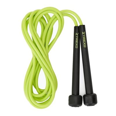 TREXO Corda per Saltare BASIC di Colore Limone Lunghezza Regolabile fino a 275 cm Jump Rope Regolatore di Lunghezza per Fitness Realizzata con Maniglie Regolabili Corda di Salto Regolabile per Adulto