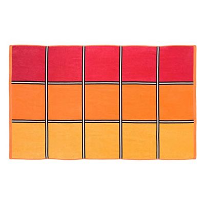 Gözze Serviette de Plage 100% Coton, 100 x 160 cm, Carreaux, 10001–23, Coton, Rouge/Orange/Jaune, 41 x 32 x 3 cm