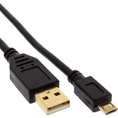 InLine 31710P Micro-USB 2.0 Cable, USB-A Male to Micro-B Male, Gold-Plated Contacts, 1 m