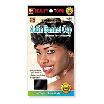 Beauty Town S4257309 Luxury Satin Bonnet Cap Black (21215), eenheidsmaat, standaard