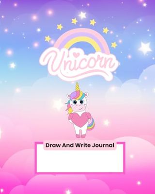 Unicorn - Primary Story Journal: Cute Unicorn Draw and Write Composition Notebook Dashed Midline with Half Page Drawing Space for K-1 | Kindergarten Supplies