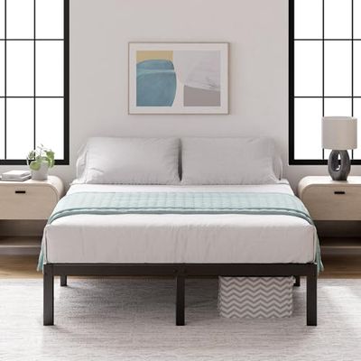 Zinus Yelena Bed 160x200 cm - Bedframe hoogte 36 cm met opbergruimte onder het bed - Metalen bedframe met lattenhouder van staal - Zwart