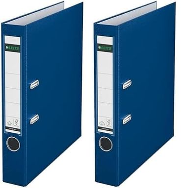Esselte Leitz 10155035 A4 Quality File 180° with Slotted Cover Plastic Narrow Blue (Pack of 2)