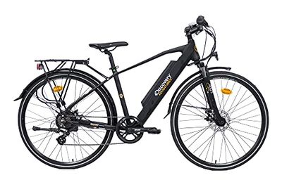 Discovery E8200, Bicicletta a pedalata assisita, Trekking Bike con Ruote da 28" e Forcella Ammortizzata, Cambio Shimano 7 velocità Uomo, Nero Opaco