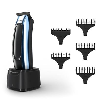 Rowenta Barber Experience, Rasoio Regolabarba Professionale da Uomo, Lama a T di Precisione per Capelli e Barba, 5 Pettini Fissi, 90 Min Autonomia, TN1851E0