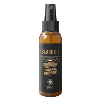 Barbers Garage Bart Olio per la cura della barba (50 ml) – Italian Details – styling per barba non grassa, la barba diventa morbida ed elastica, protegge dai raggi UV, contiene olio di mandorle dolci,
