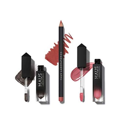 HAUS LABORATORIES By Lady Gaga: HAUS OF COLLECTIONS | Makeup Kit with Bag, Liquid Eyeshadow, Lip Liner Pencil, and Lip Gloss Available in 9 Sets, Vegan & Cruelty-Free | 3-Piece Value Set