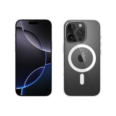 Apple iPhone 16 Pro Max (512 GB) - Zwart titanium + Doorzichtig hoesje met MagSafe