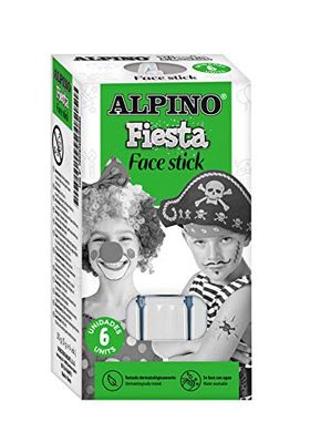 Alpino Maquillage Visage Stick Blanc | Peinture Visage pour Enfants et Adultes | Peinture Visage Lavable avec Applicateur | Produit Cosmétique | Maquillage de Fête | 6 Barres de Maquillage