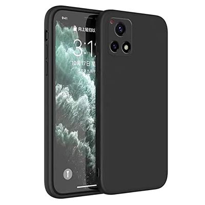 Hoes compatibel met Vivo Y52s t1 5G, ultradun TPU zacht frame, hoes, camerabescherming en schermbescherming, anti-vingerafdruk, volledige bescherming, stootvast, zachte telefoonhoes, zwart