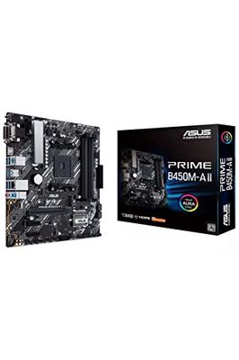 Asus Prime B450M-A II - Placa Base Micro-ATX AMD B450 Ryzen AM4 con Soporte M.2, HDMI/DVI/D-Sub, SATA 6 Gbps, 1 GB Ethernet, USB 3.2 Gen 2 de Tipo A, BIOS Flashback y Aura Sync RGB