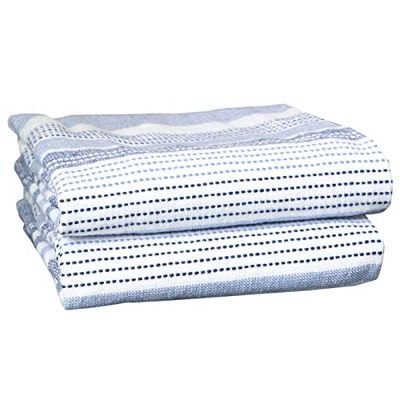 T-Fal - Asciugamani da cucina a righe bifacciali (2 pezzi), 45,7 x 71,1 cm, altamente assorbenti, di lunga durata, reversibili, 100% cotone a trama piatta, asciugamani da bar, asciugamani da bar, Navi