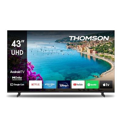 Thomson 43 Pollici (109 cm) 4K Ultra HD Smart Android TV, Google Assistant, Wi-Fi, Dolby Digital, Bluetooth, Triple-Tuner (Cavo/Satellite/Antenna), HDMI, CI+, A+ Pannello – 43UA5S13