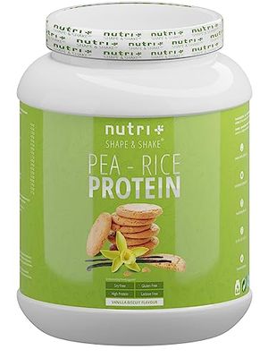 PEA PROTEIN - RICE PROTEIN Vanilla Biscuit 1kg - protéine multi-composant végétalienne - shake sans lactose, lait et caséine - convient aux intolérants au soja