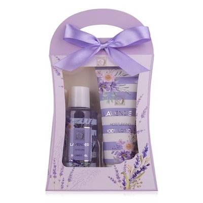 Accentra-Set cadeau de douche pour femmes LAVANDE dans une belle boîte cadeau-Set de soins 2 pièces gel douche et lotion- Set cadeau de bien-être idéal pour un anniversaire, la Saint-Valentin & Noël.