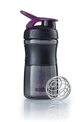 BlenderBottle Sportmixer Botella de agua | Botella mezcladora de batidos de proteínas | con batidor Blenderball | libre de BPA | Tritan| 590ml - negro/plum