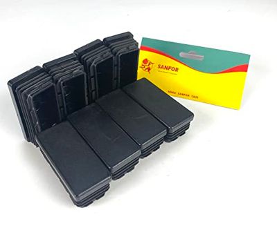 Sanfor Rechthoekige eindkappen 50 x 20 mm, bescherming voor poten en buizen, steunstokken, antislip, klevend, zwart, 8 stuks