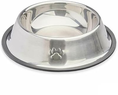 Mascow Voederbak voor honden, zilver, grijs, rubber, metaal, 22 x 6 x 22 cm, 12 stuks