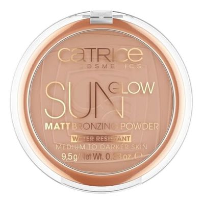 Catrice Sun Glow matowy puder brązujący, wodoodporny, nr 035 uniwersalny brąz, brązowy, do skóry mieszanej, do skóry zanieczyszczonej, matujący, wegański, bez nanocząsteczek (9,5 g)