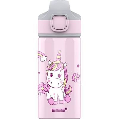 SIGG - Aluminium drinkfles voor kinderen, Miracle Happy Unicorn - met rietje - lekvrij - vederlicht - BPA-vrij - klimaatneutraal gecertificeerd - school en sport - roze met eenhoorn - 0,4 l