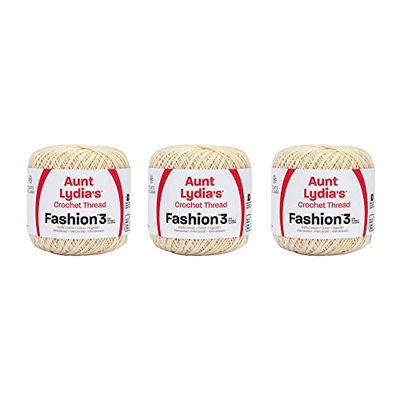 Aunt Lydia Fashion Yarn, 3 Pack, Bridal White 3 Count
