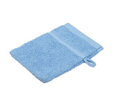 Gözze Conjunto de 4 luvas de banho, macio e absorvente, algodão, 16 x 21 cm - azul pombo