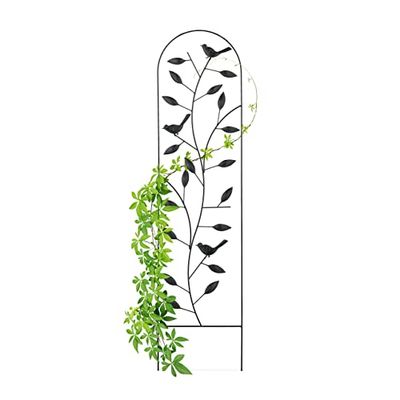 Relaxdays Tuteur en métal, Vintage, H x L : 117,5 x 30 cm, Treillis pour Plantes grimpantes, à Planter, Support, Noir