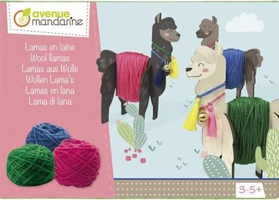 Avenue Mandarine KC067C creatieve set (lama's van wol, ideaal voor kinderen vanaf 3 jaar), 1 set, kleurrijk