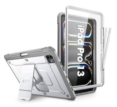 SUPCASE for iPad Pro 13 Inch Case M4 2024 7th Generation with Pencil Holder (Unicorn Beetle Pro), [Built-in Screen Protector & Stand] Full-Body Rugged Cover for iPad Pro 13 Inch M4 2024 7th Gen, White