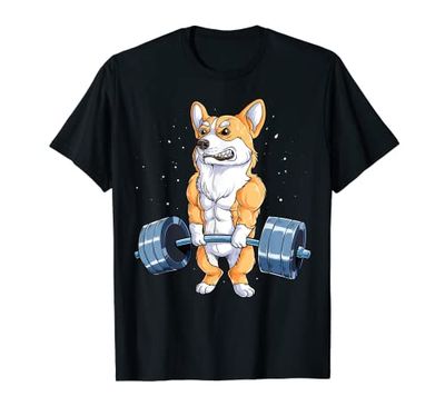 Corgi Gewichtheben, lustiges Kreuzheben, für Herren, Fitness, Fitnessstudio, Workout T-Shirt