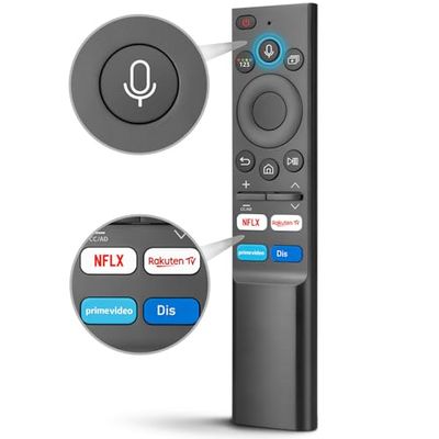 Spraakvervanging voor Samsung-TV-afstandsbediening, universele afstandsbediening voor Samsung-afstandsbediening-Smart-TV - QLED Crystal UHD 4K smart-tv's