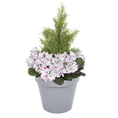Artificial Pink Geranium Grey Patio Planter 60cm/24in