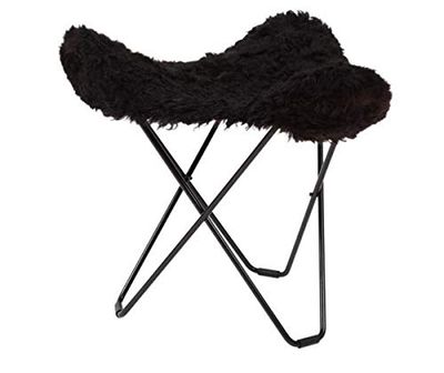 Cuero Design 1464 Flying Goose Iceland Tabouret en Peau d'agneau Noir/Noir 48 cm