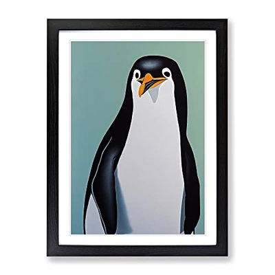 Awesome Penguin Framed Print for Living Room Bedroom Home Office Décor, Wall Art Picture Ready to Hang, Black A4 Frame (34 x 25 cm)