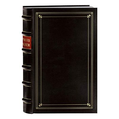Pioneer Photo 204-Pocket Ring Bound Photo Album for 4 by 6-Inch Prints, Black Bonded Leather with Gold Accents Cover