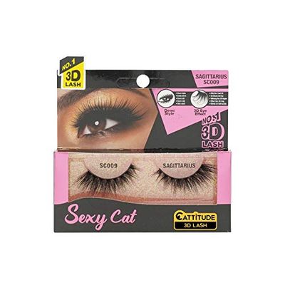 EBIN NEW YORK Cattitude 3D Lash Sexy Cat – Sagittarius 3D Lash Dramatic Lightweight Comfortable Wear Beautiful Winged Out Effect Reusable