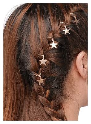 BIFULL Anelli decorativi con stelle per capelli, nero, standard