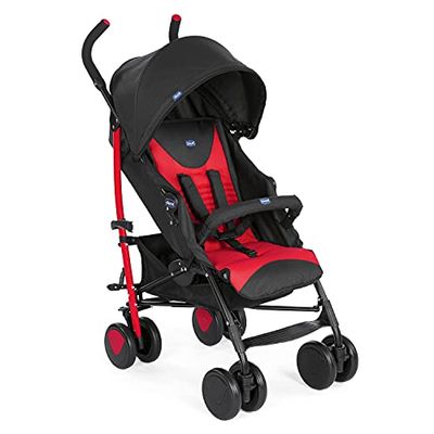 Chicco Echo Poussette Légère et Compact, Inclinable avec Arceau de Protection, Position Landau, Pliage Parapluie, Canopy Ajustable - de la Naissance à 22 Kg - Rouge