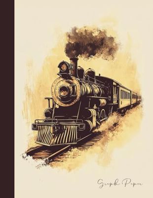 Graph Paper Notebook Vintage Steam Train: Perfect for train lovers, history buffs, students, and professionals who enjoy classic aesthetics. Size 8.5x11 and 100 pages.