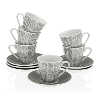 BigBuy Home Set di 6 tazze da caffè Medeiros Porcellana (6 pezzi)