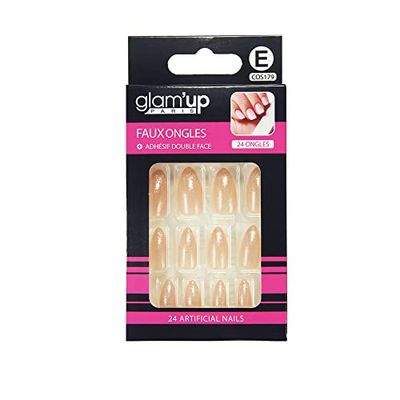 Glam'Up Paris - falska naglar - stiletto - N°179 - silverglitter gradient